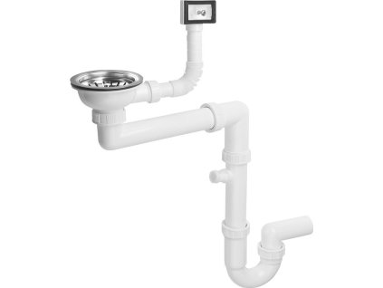 Bruckner Dřezový sifon šetřící místo s přepadem a odbočkou 6/4", včetně pilety, DN40, bílá 155.127.0