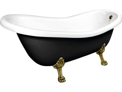 Polysan RETRO volně stojící vana 147x69, 5x67, 5cm, nohy bronz, černá/bílá 85366