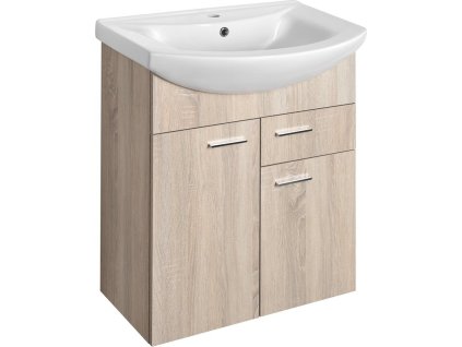 Aqualine ZOJA umyvadlová skříňka 61, 5x74x32cm, 2x dvířka, 1x zásuvka, dub platin 51165