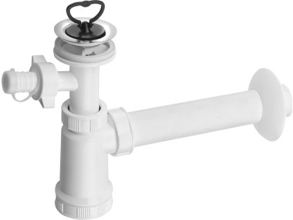Bruckner Umyvadlový sifon s odbočkou, nerez výpust, zátka s uchem, DN40, bílá 151.114.0