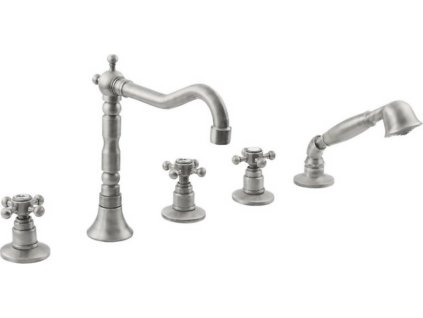 Sapho ANTEA pětiprvková baterie na okraj vany s retro hubicí, nikl 3888