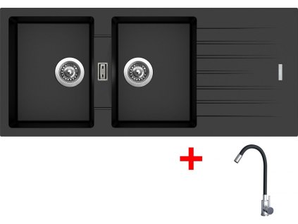 4478285 8596142054817 sinks perfecto 1160 duo metalblack elasta nerez cerna