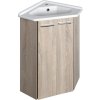 Aqualine ZOJA umyvadlová skříňka rohová 39x74x39 cm, dub platin 50344