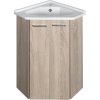 Aqualine ZOJA umyvadlová skříňka rohová 39x74x39 cm, dub platin 50344