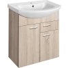 Aqualine ZOJA umyvadlová skříňka 61, 5x74x32cm, 2x dvířka, 1x zásuvka, dub platin 51165