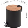 Gedy KENTA odpadkový koš 5l, Soft Close, černá mat/bambus 1409