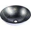 Sapho DAMAR skleněné umyvadlo na desku Ø 42m, tmavě šedá/stříbrná 2501-20
