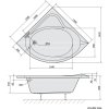 Polysan SIRIUS rohová vana 130x130x43cm, bílá 49111