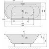 Polysan VIVA R asymetrická vana 185x80x47cm, bílá 72129