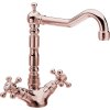 Sapho ANTEA stojánková dřezová baterie s retro hubicí, růžové zlato 3127