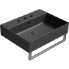 GSI KUBE X keramické umyvadlo 60x47cm, 3 otvory, černá mat 9431326