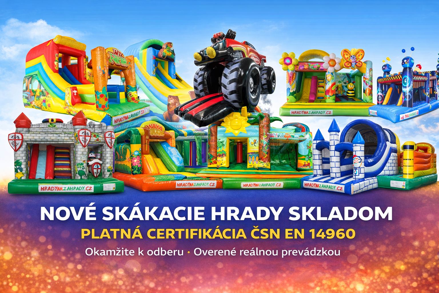 Nafukovacie profi atrakcie na predaj, SKÁKACIE HRADY - CERTIFIKÁCIA ČSN - EN 14960