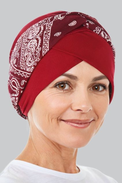 turban pasek bordo