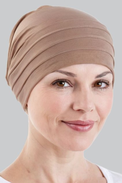 dámský šátek na hlavu - světle hnědý