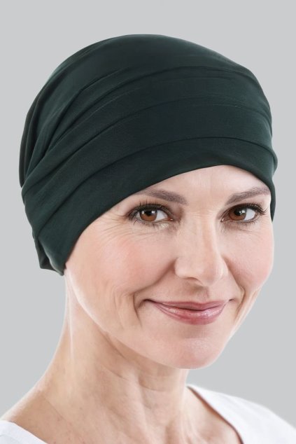 dámský šátek na hlavu - tmavě zelený