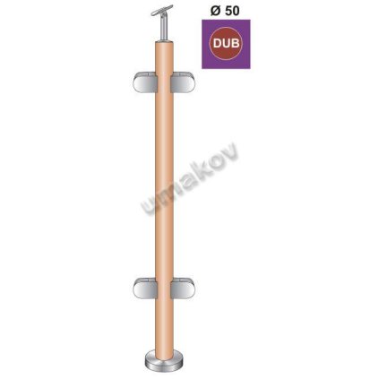 Stĺpik DUB D42,4 - 4xdržiak , v=100cm, VK-rovné