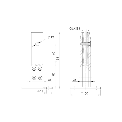 Spigot - kotviaci stĺpik pre sklo