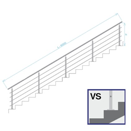 Nerezové zábradlie na schody, 6000x1000mm, VS