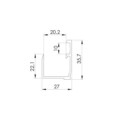 Krycia lišta spodná pre AL profil, ELOX