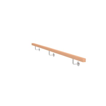 Drevené madlo BUK - CINK a nerezové držiaky, JP40x40mm/L2500mm