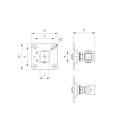 INOX záves nastav. s kotviacou prírubou M16, 80x80