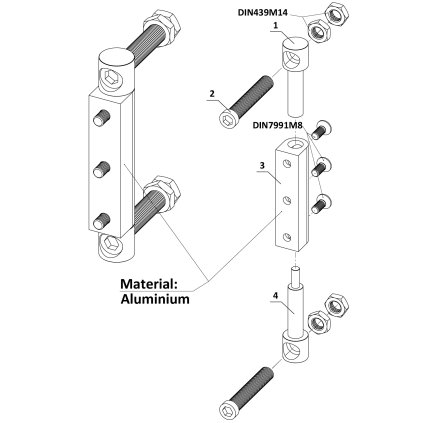 Záves nastaviteľný na priskrutkovanie dvojity, nerez/hliník