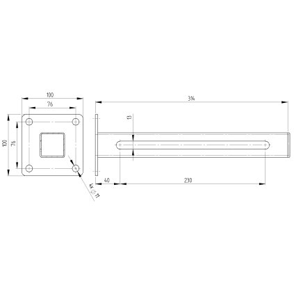 Vedenie horné JP - Inox, L310mm, 100x100mm