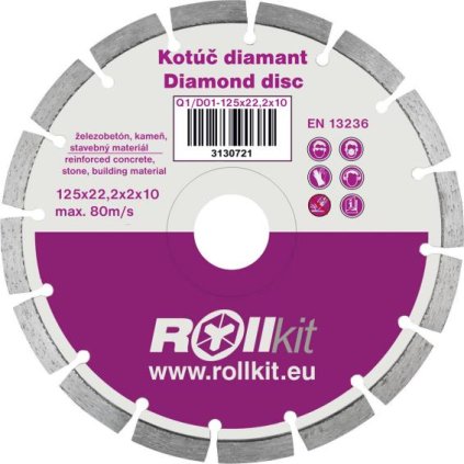 Kotúč diamantový 125x22,2x10mm