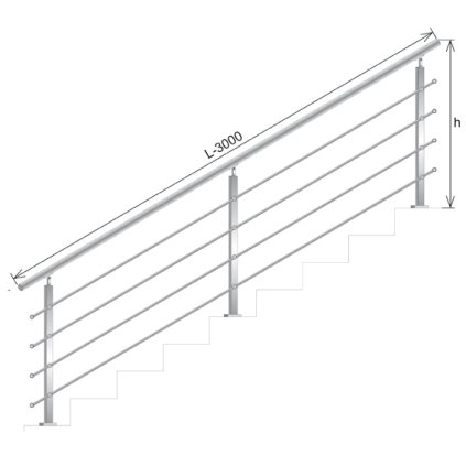 Zábradlie schod VS AISI304, 40x40x2/4xd12/H900/L30
