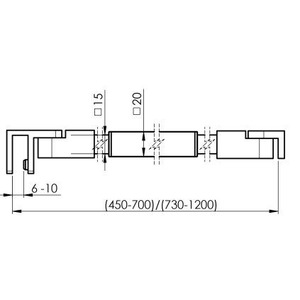 Stabilizačná tyč sklo-stena, L=730-1200 flex 20x20