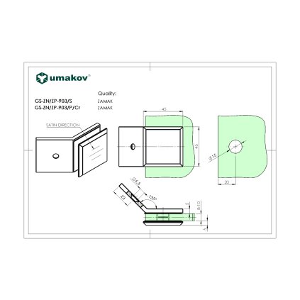 Zasklenie pevne - držiak skla, 135°,Zamak,T 8-10mm