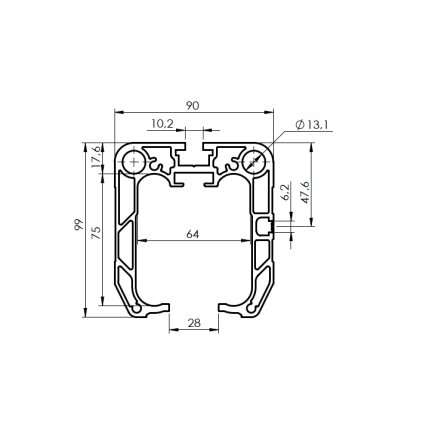 Profil vodiaci spodný AL, 90x99, L7m