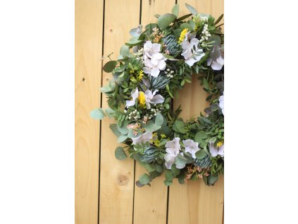 Jarní věnec na dveře - žlutá, smetanová