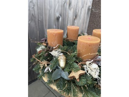 Adventní věnec na stůl přírodní - medová