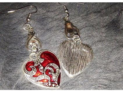 Gothické náušnice se srdcem a netopýrem