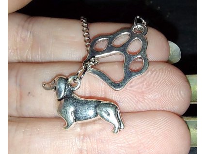 Náhrdelník jezevčík a packa z chirurgické oceli