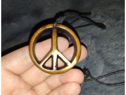 Hnědý náhrdelník Peace