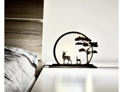 Dekorativní Dřevěná Lampička Jelen