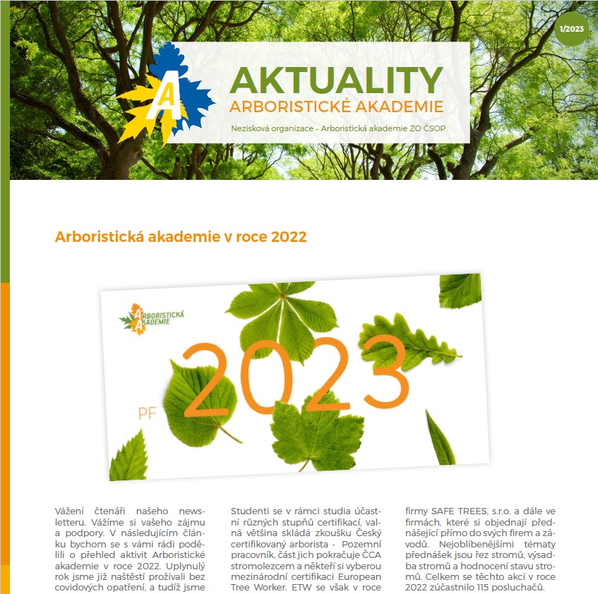 Aktuality Arboristické akademie - 1/2023
