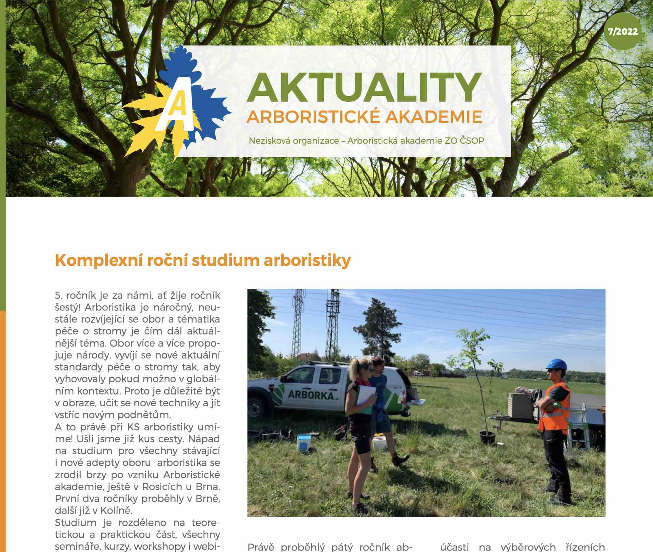Aktuality Arboristické akademie - 7/2022