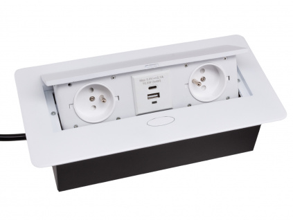 elektro zásuvka výklopná 2x230V+2xUSB bílá