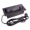 elektro zásuvka nábytková do desky 2x230V+2xUSB černá