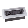 elektro zásuvka výklopná 2x230V+2xUSB šedá