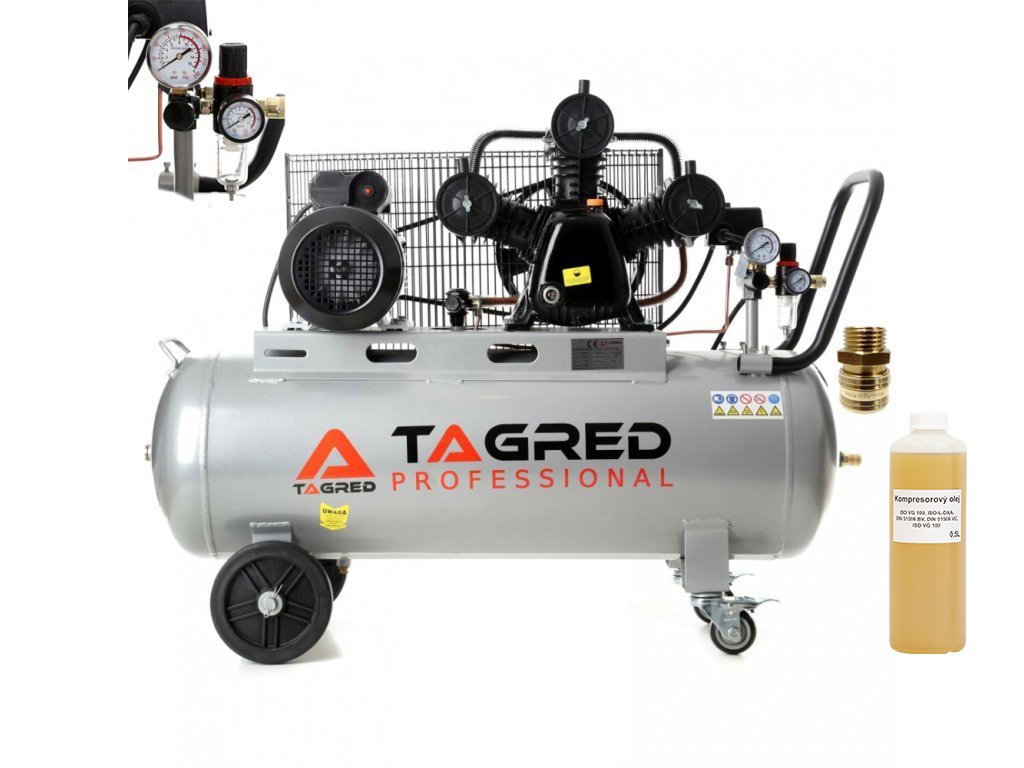 ROZBALENO - Tagred TA324B, Olejový kompresor 100l, 3 písty, 230V