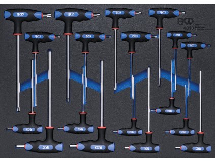 Zásobník nářadí 3/3: klíč typu T | vnitřní šestihran / hvězdice (pro Torx) | 18 ks.