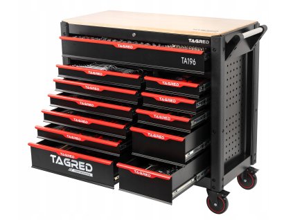 Tagred TA196, Dílenský vozík s nářadím 541ks velký 12 zásuvek dřevěná deska 1