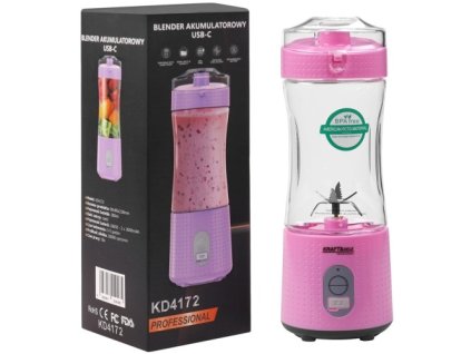 65786 kraft dele kd4172 prenosny akumulatorovy blender usb c 380 ml 2 3000 mah ruzovy