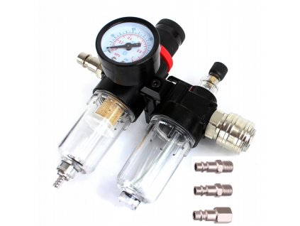 Regulátor tlaku s vzduchovým a olejovým filtrem 1/4, V02012