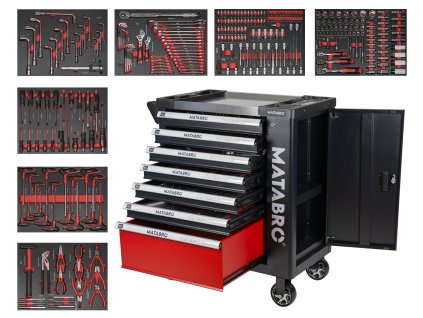 ROZBALENO - Matabro MB-TC04, Dílenský vozík s nářadím | 7 zásuvek | 299 ks