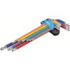 BGS 74462, Sada zahnutých klíčů | vícebarevné | extra dlouhé | T-profil (pro Torx) s otvorem T10 - T50 | 9dílná